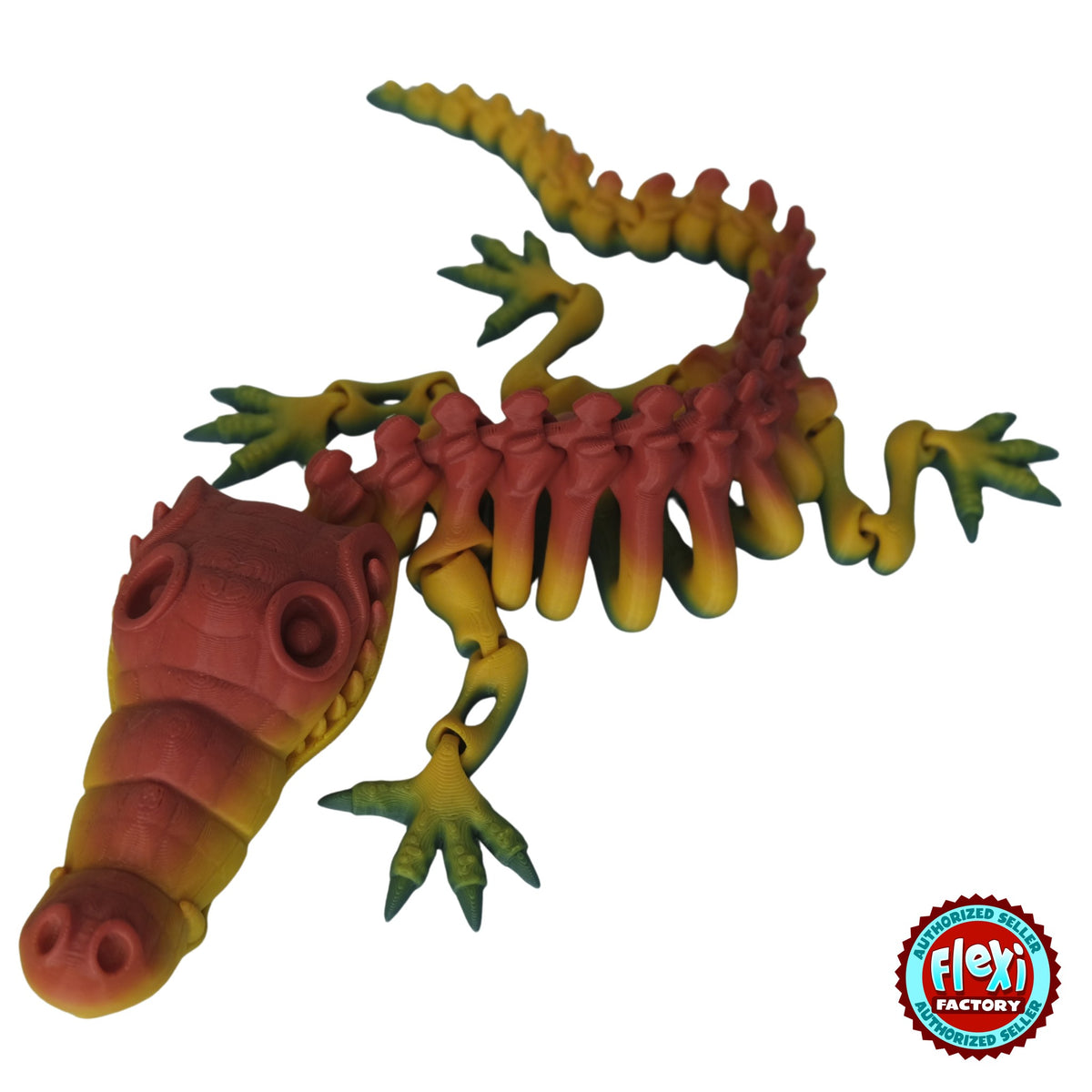 Flexible Skeleton Crocodile 3D printed by RU3D – multicolour silk