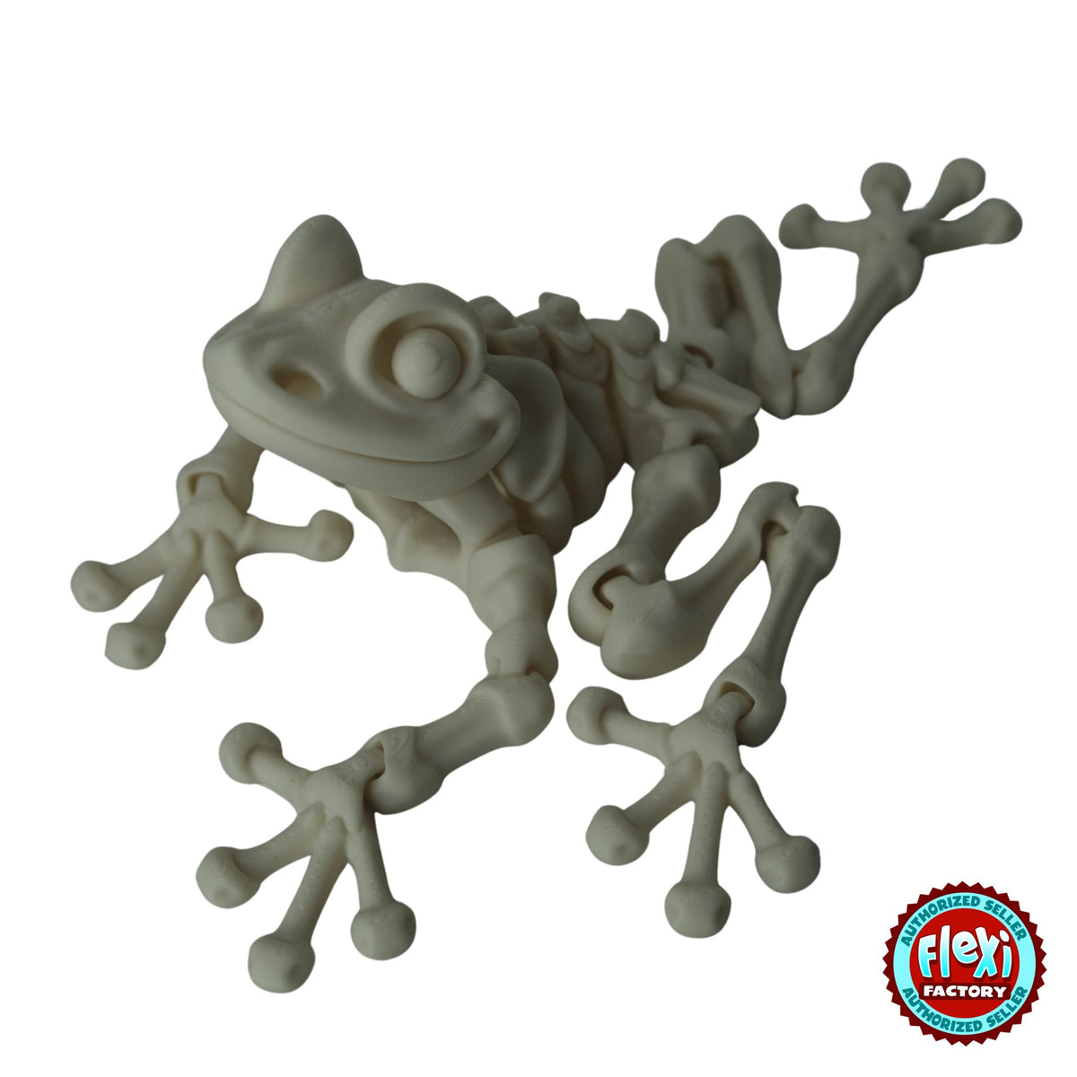 Flexible Skeleton Frog 3D printed by RU3D – bone white top view