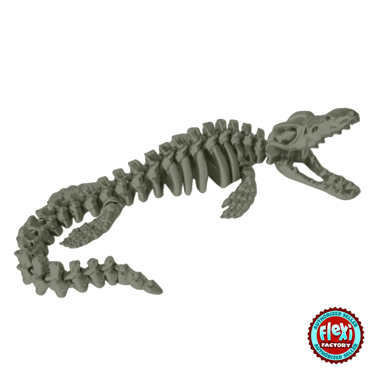 Flexible Skeleton Mosasaurus 3D printed by RU3D – bone white finish