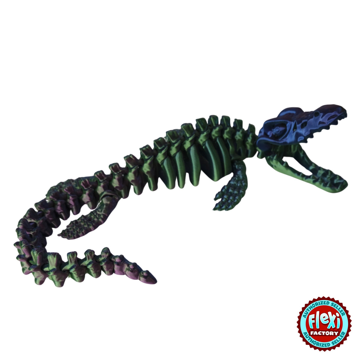 Flexible Skeleton Mosasaurus 3D printed by RU3D – dual colour silk