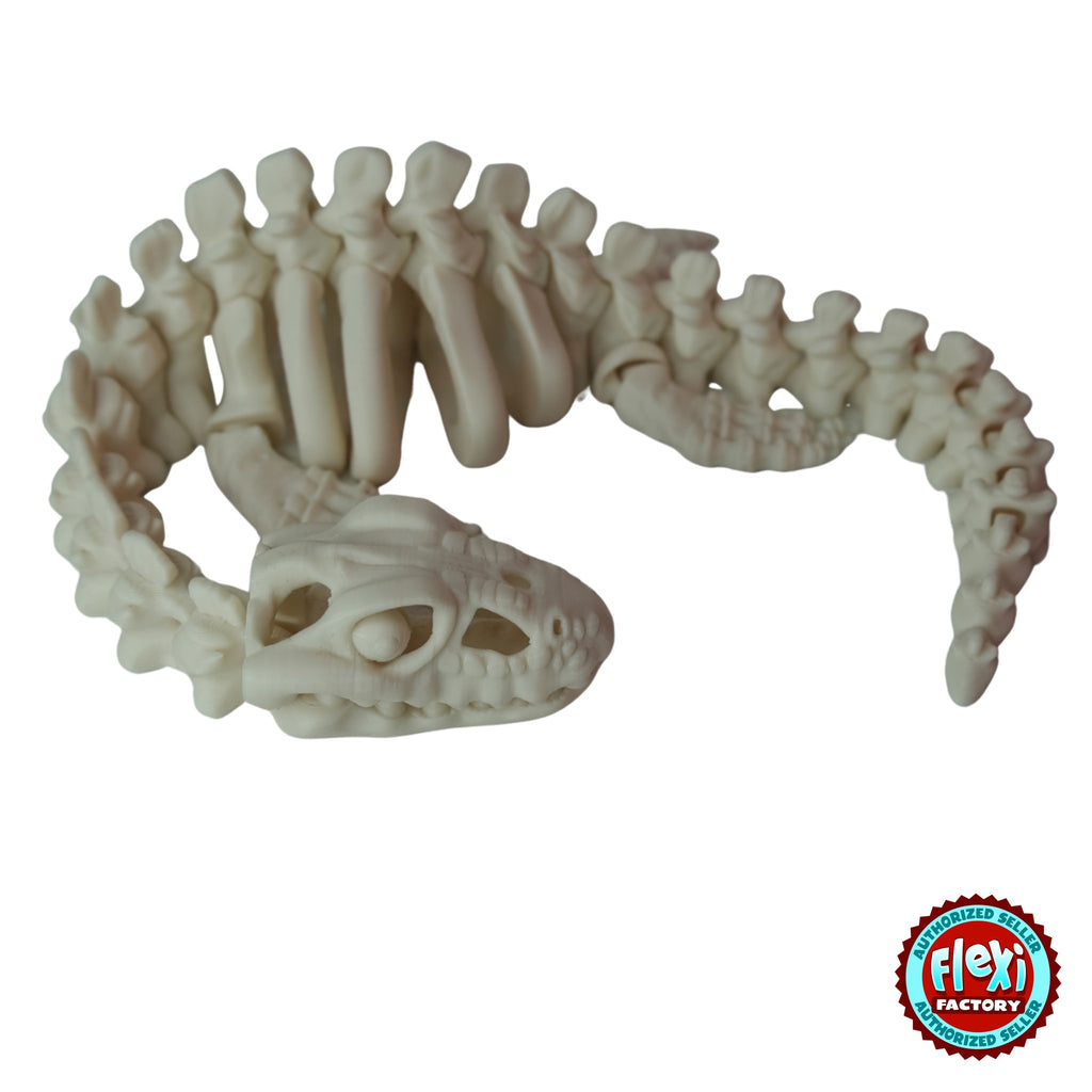 Flexible Skeleton Plesiosaurus 3D printed by RU3D – bone white curled pose