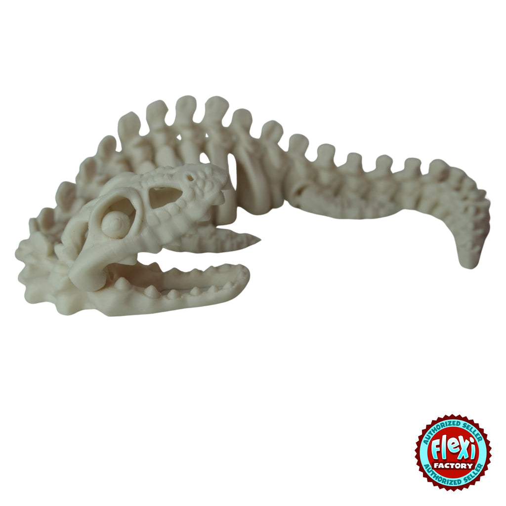 Flexible Skeleton Plesiosaurus 3D printed by RU3D – bone white head close up