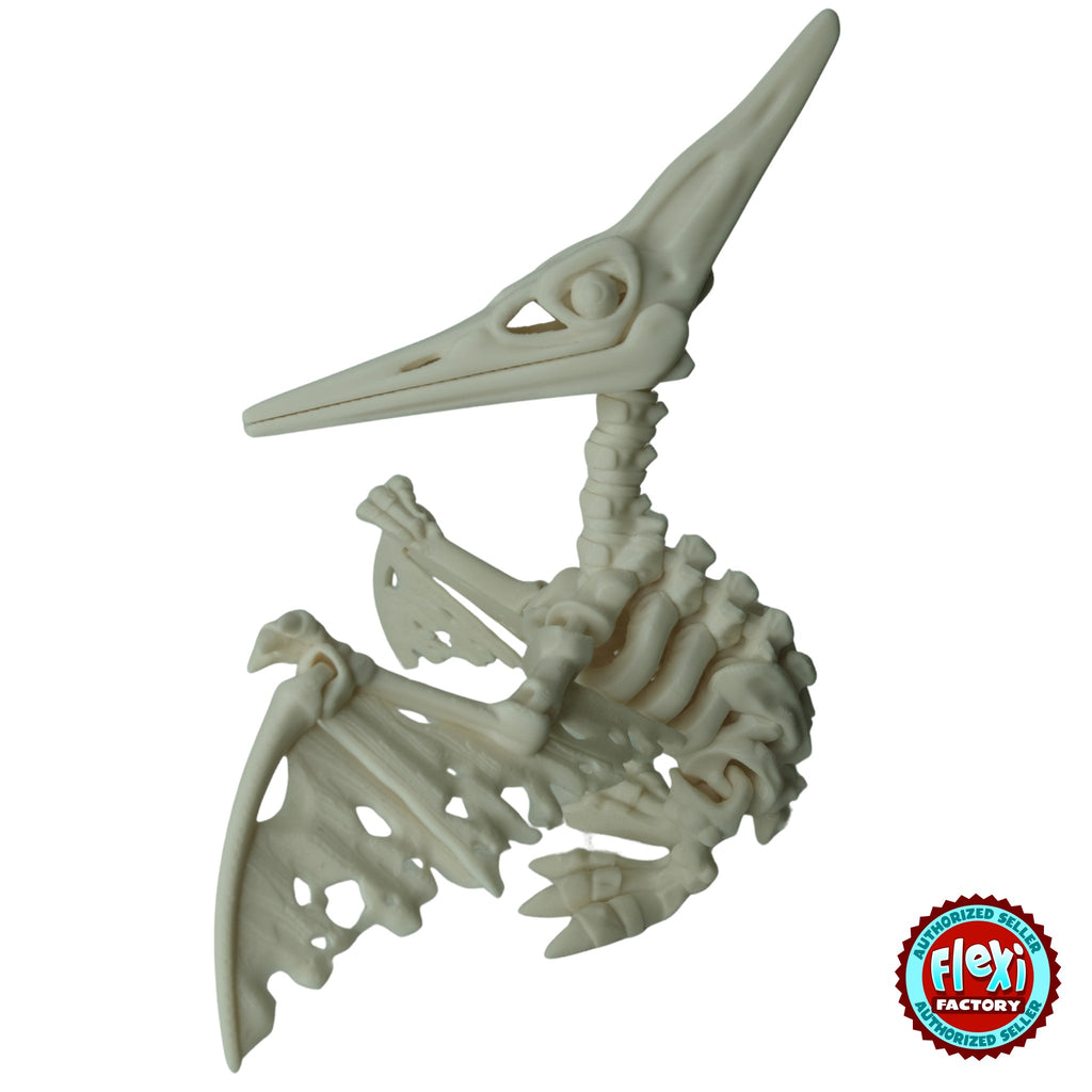 Flexible Skeleton Pteranodon 3D printed by RU3D – bone white standing pose