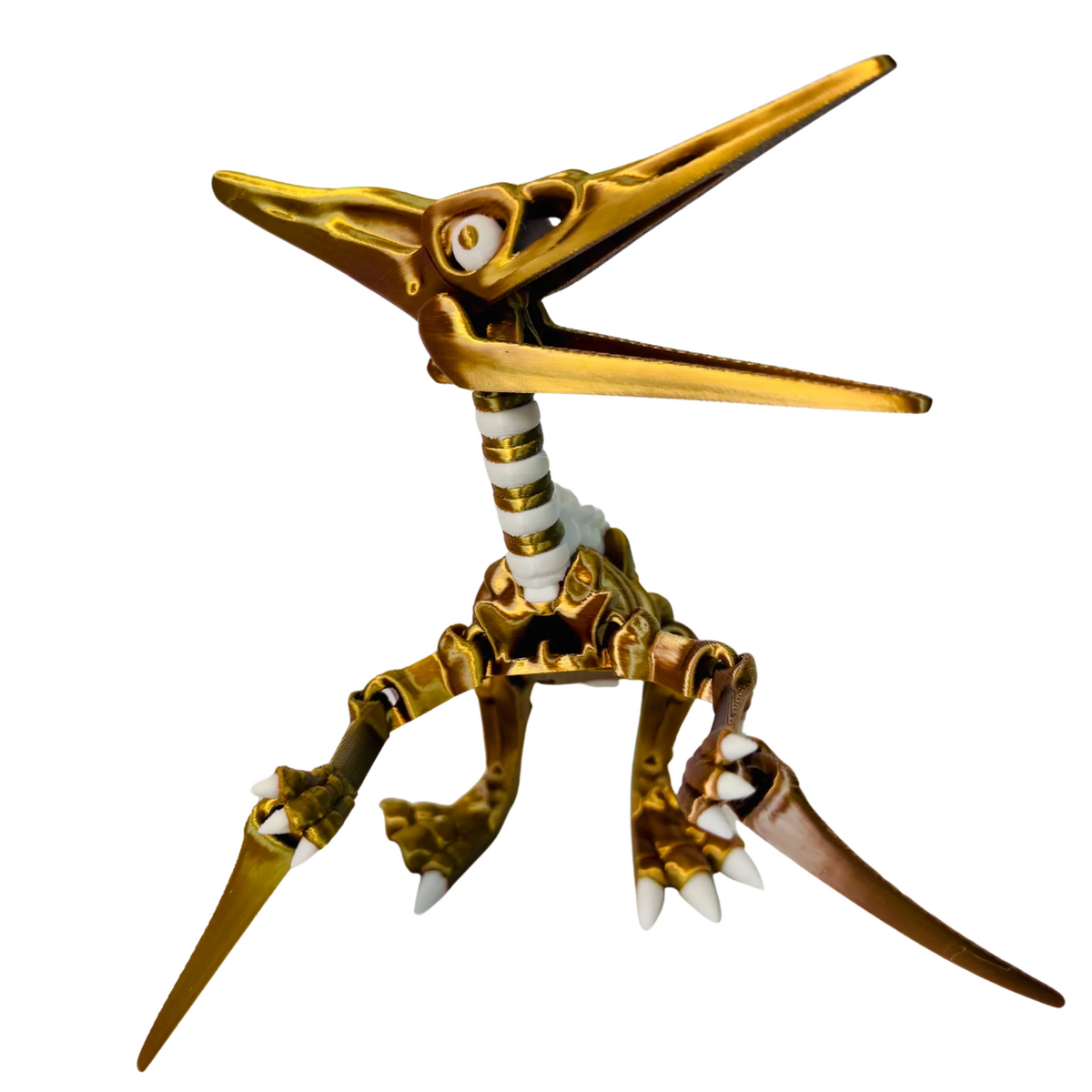 Flexible Skeleton Pteranodon 3D printed by RU3D – premium multicolour gold and black finish