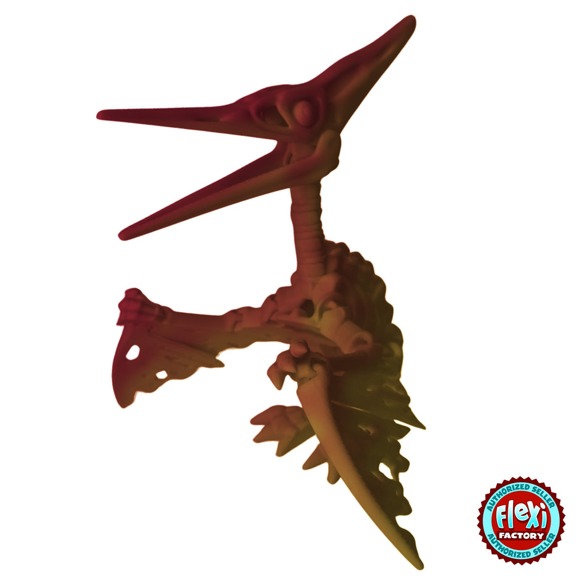 Flexible Skeleton Pteranodon 3D printed by RU3D – red and gold dual colour silk finish