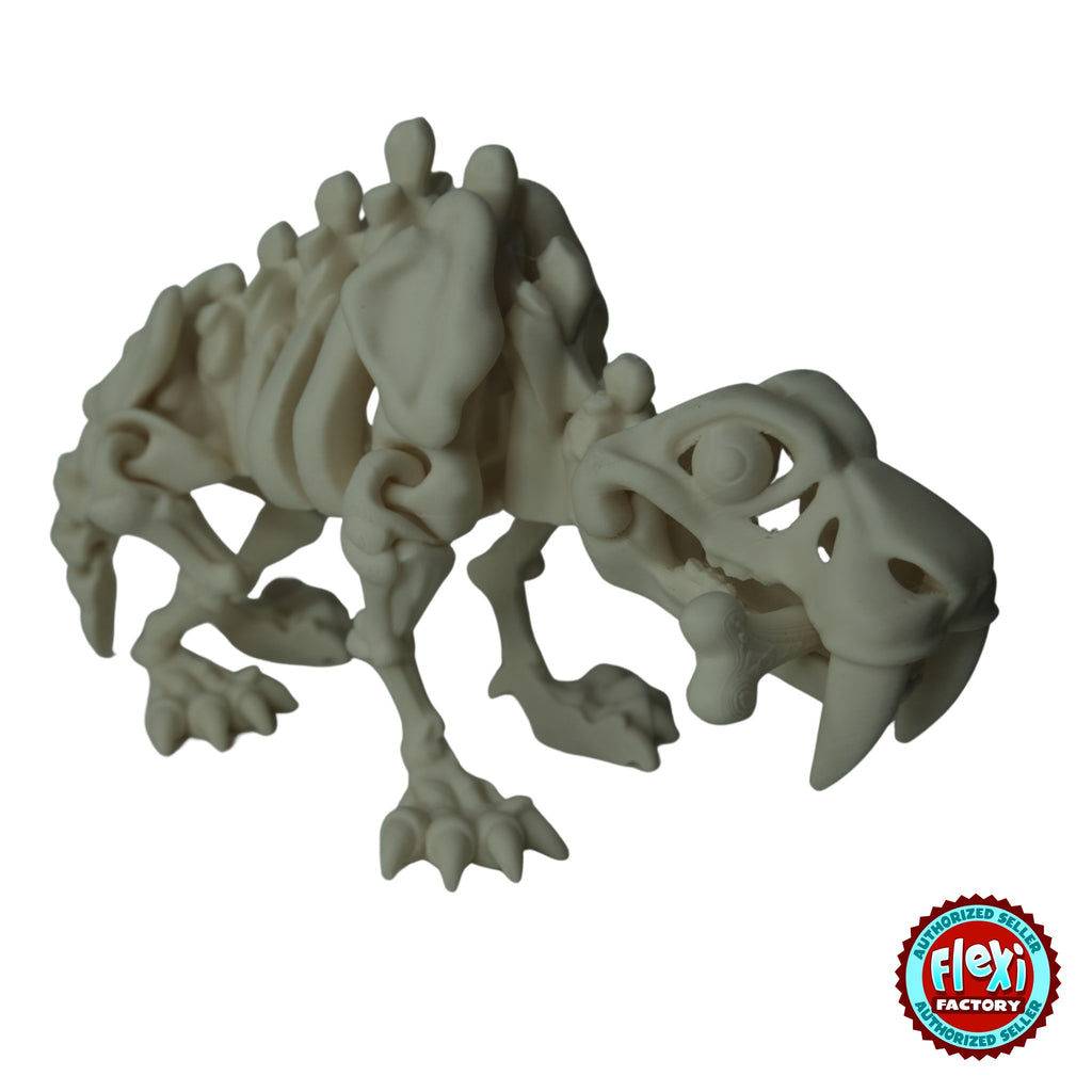Flexible Skeleton Saber-Tooth Tiger 3D printed by RU3D – bone white