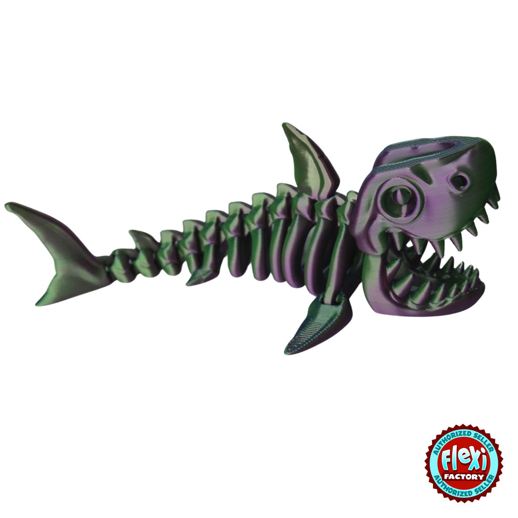 Flexible Skeleton Shark 3D printed by RU3D – dual colour silk side view