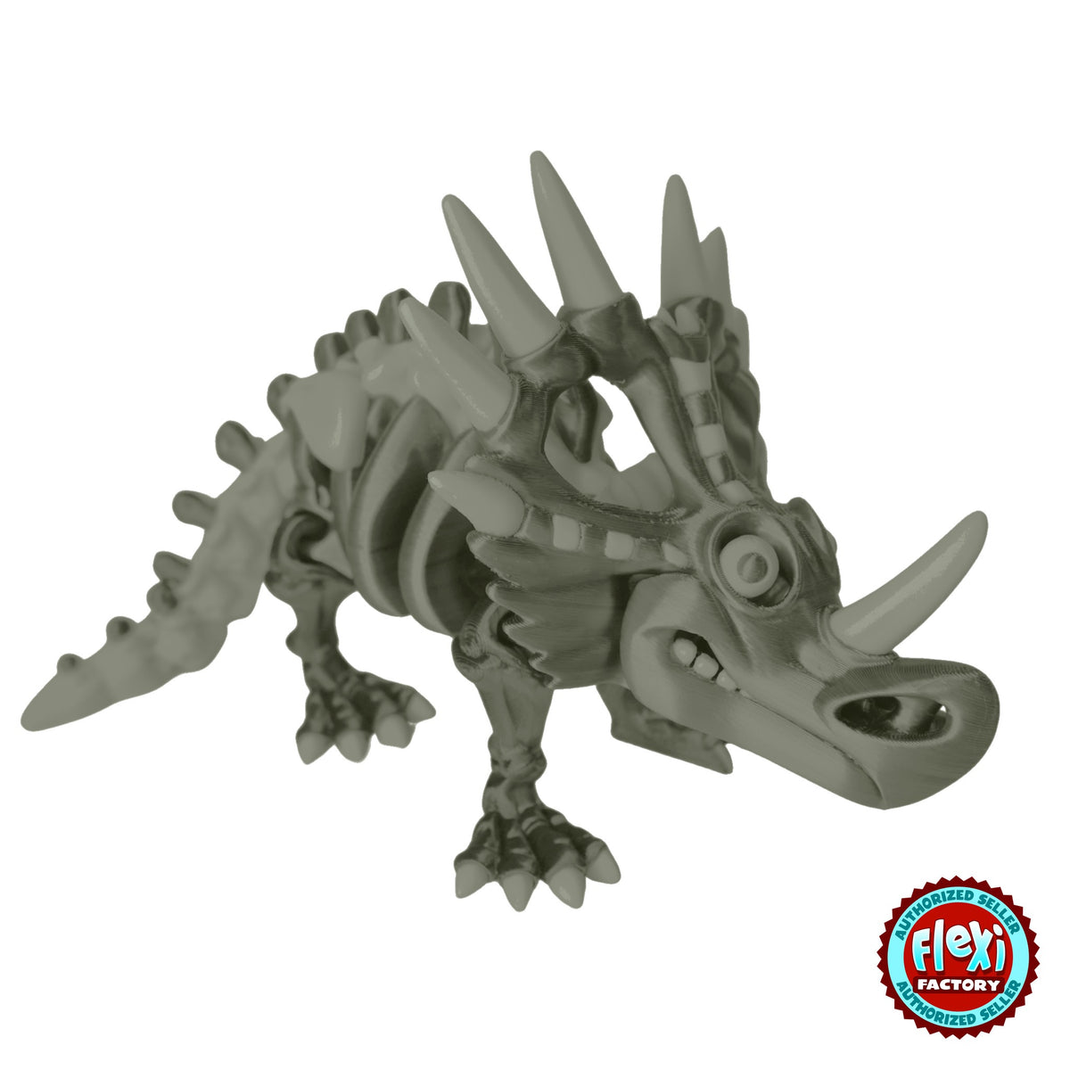 Flexible Skeleton Styracosaurus 3D printed by RU3D – bone white finish