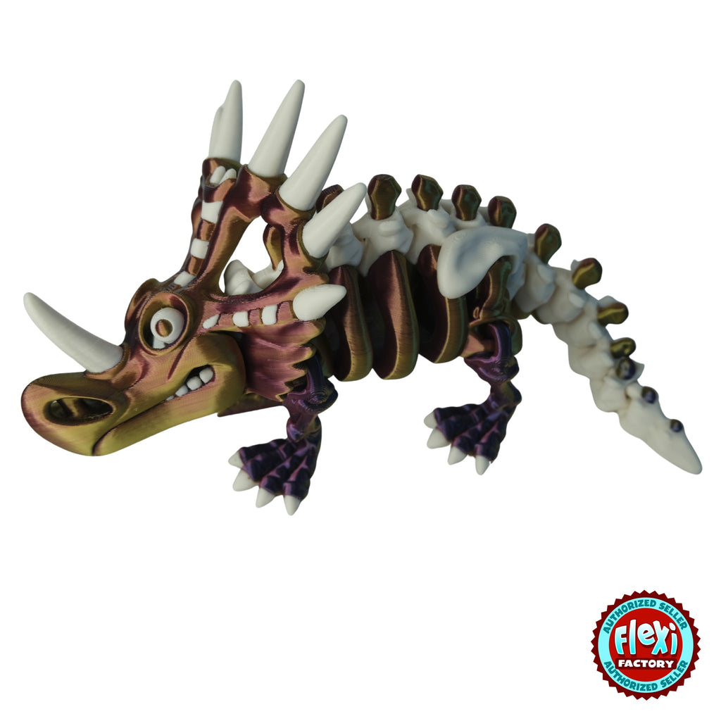 Flexible Skeleton Styracosaurus 3D printed by RU3D – dual colour silk