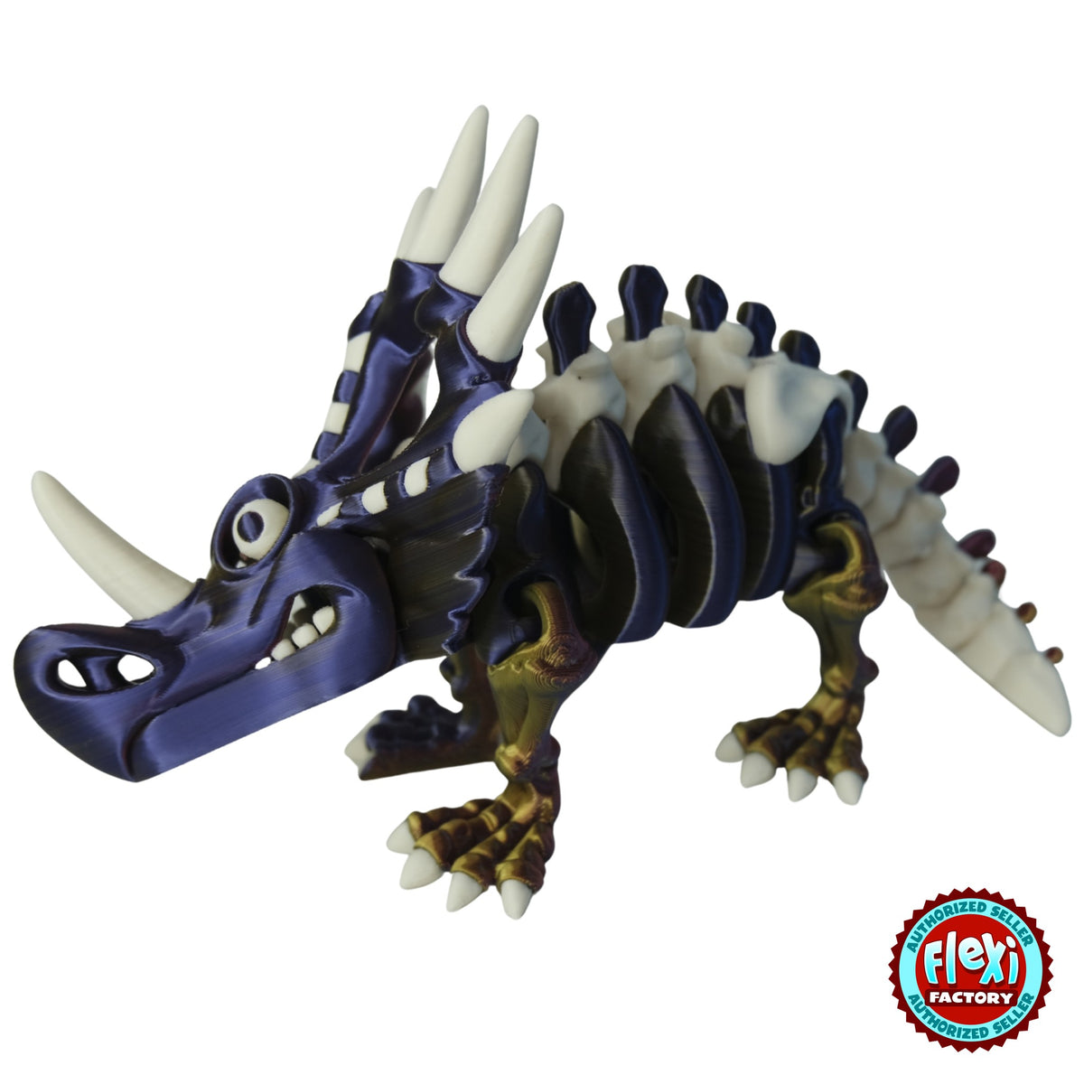Flexible Skeleton Styracosaurus 3D printed by RU3D – premium multicolour blue