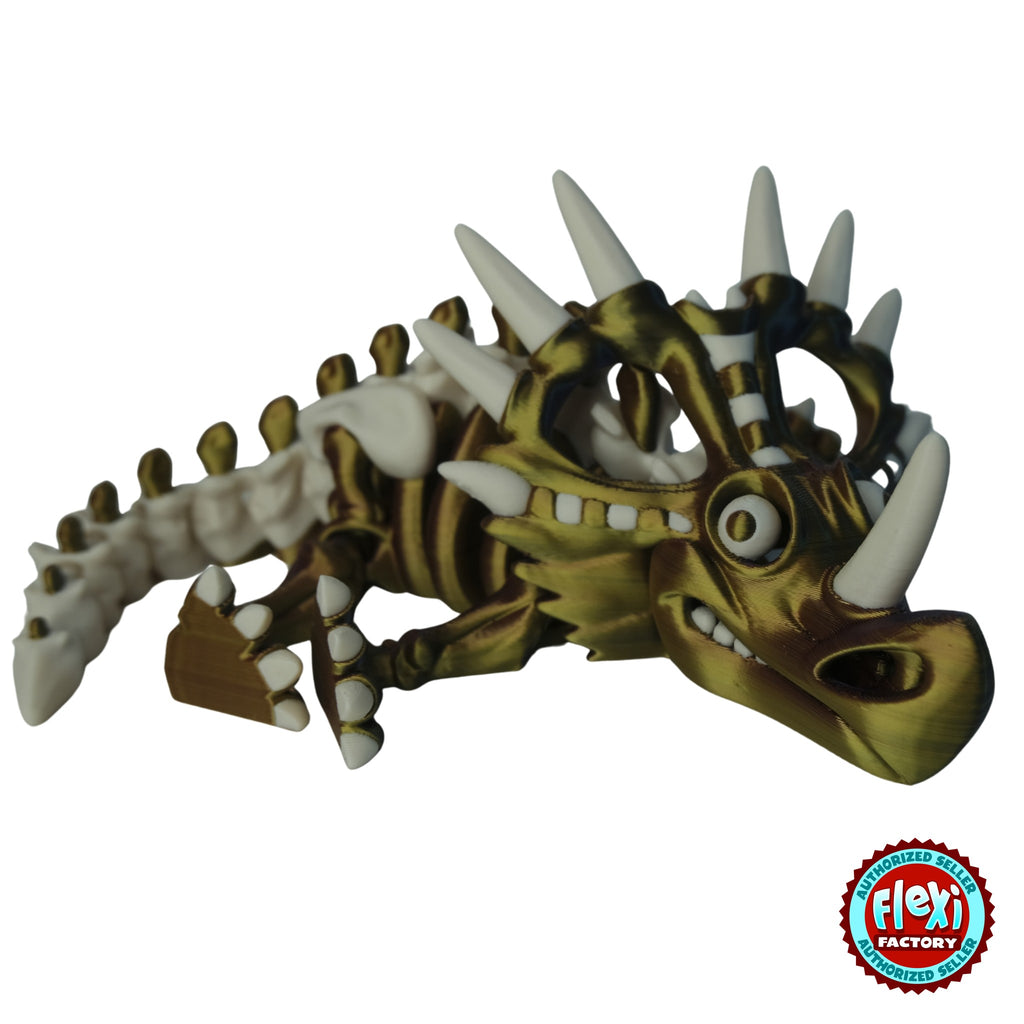 Flexible Skeleton Styracosaurus 3D printed by RU3D – premium multicolour gold side view