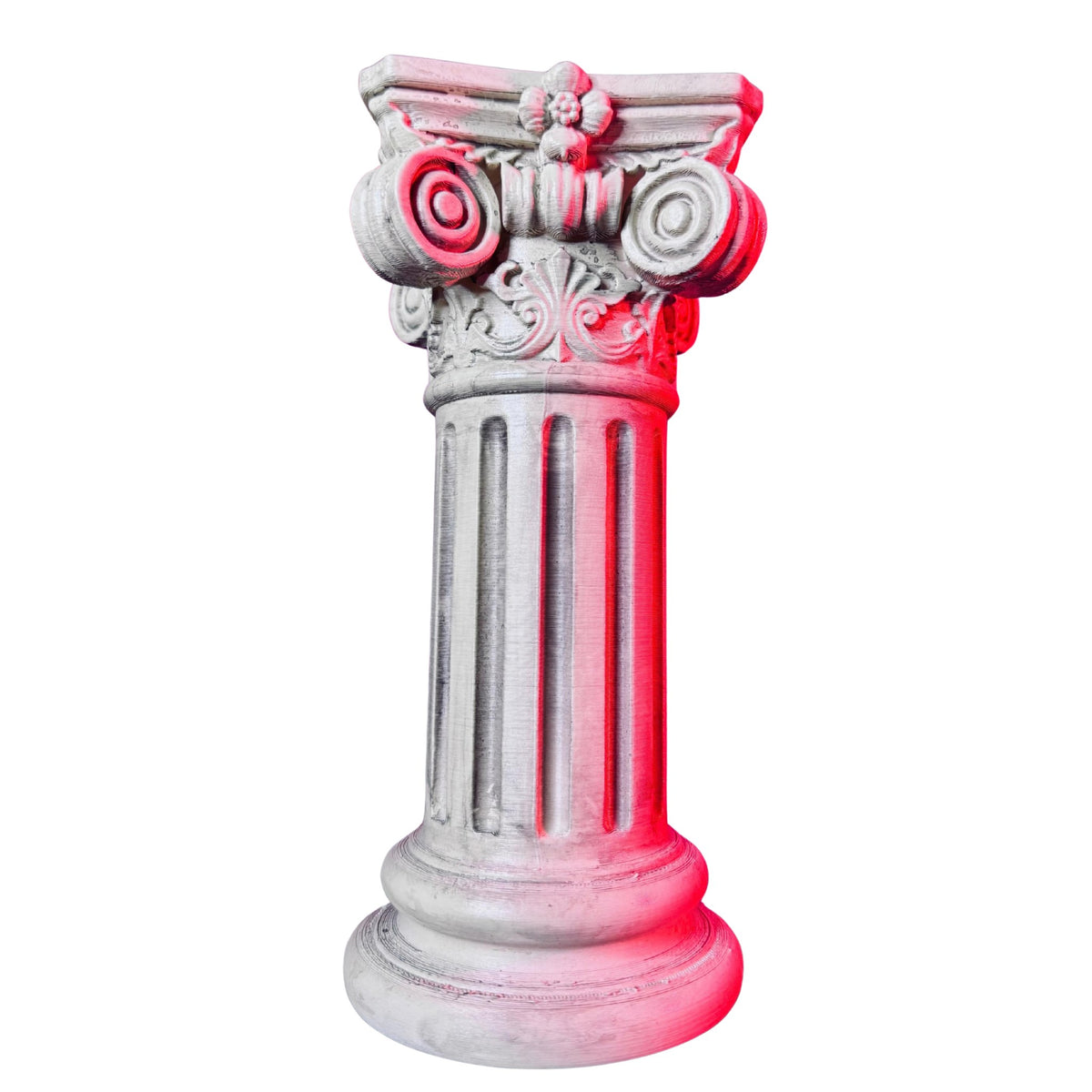 Greek Ionic column pedestal, resin 3D printed and hand-painted with a weathered stone finish by RU3D