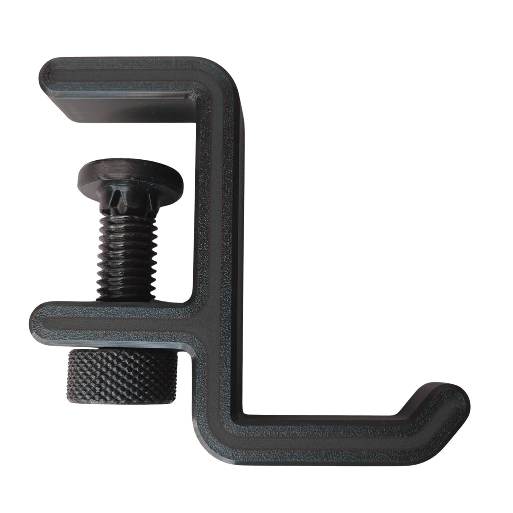 Headphone Hanger with Desk Clamp 3D printed by RU3D – black with black accent