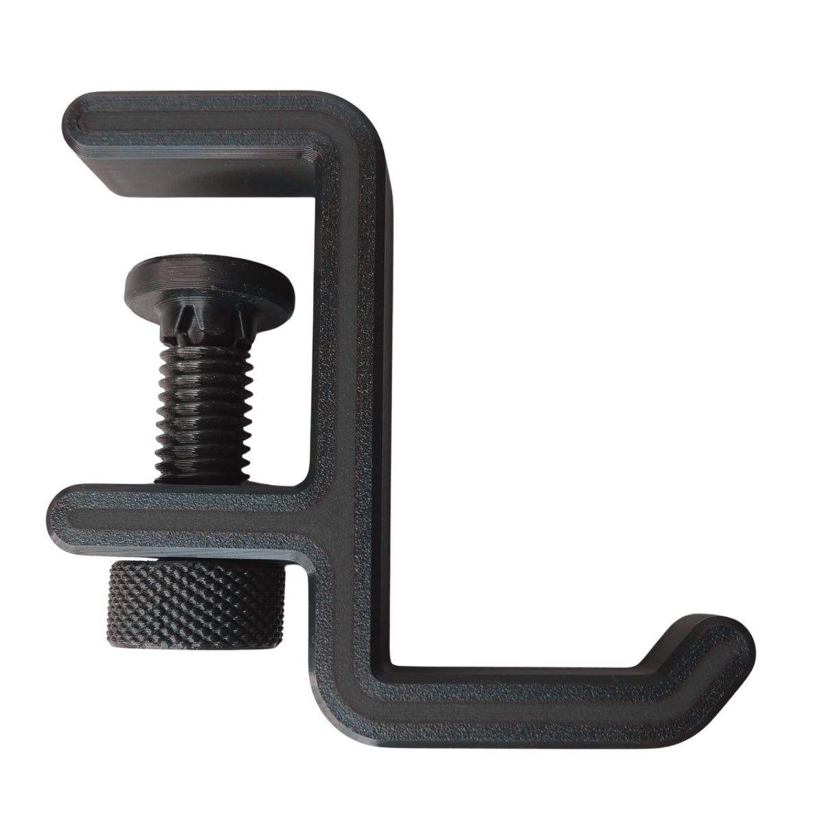 Headphone Hanger with Desk Clamp 3D printed by RU3D – black with black accent