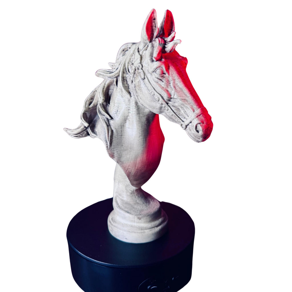 Horse head bust by RU3D on a black display stand