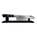 Black knife display stand 3D printed by RU3D holding a chef's knife