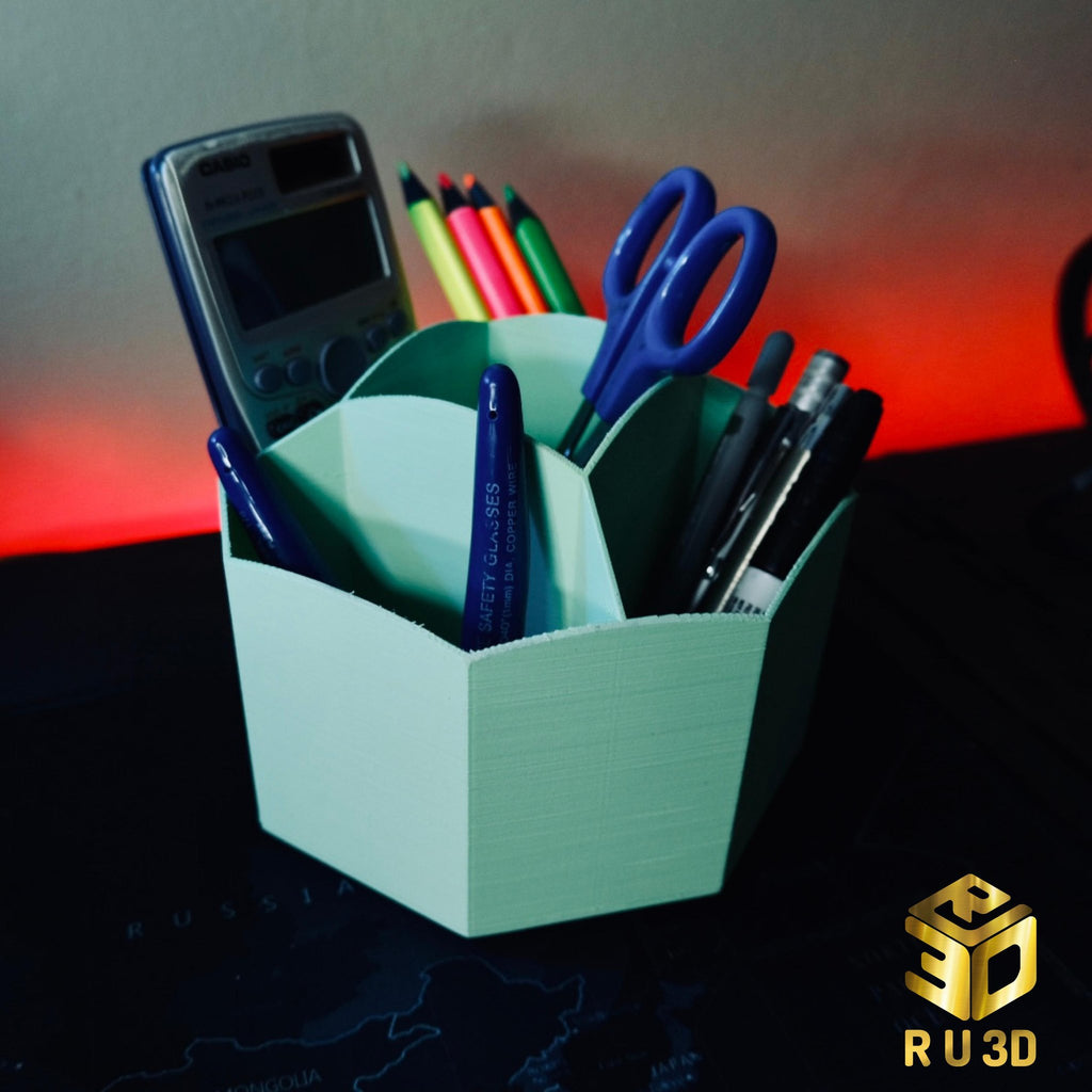 Large mint hex desk organiser 3D printed by RU3D
