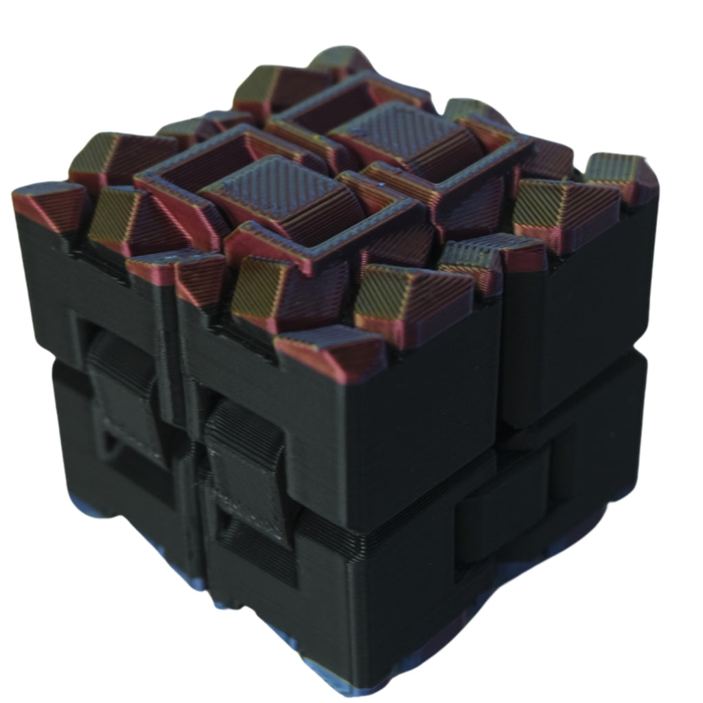 Mosaic Infinity Cube 3D printed by RU3D – red silk