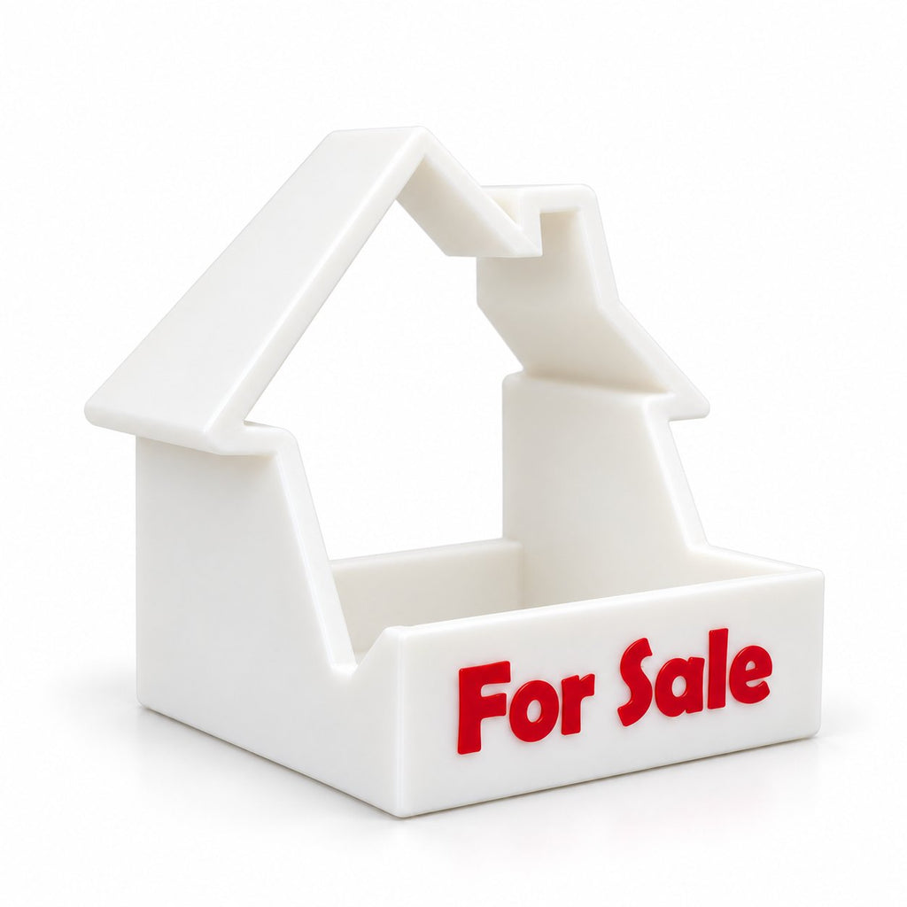 House-shaped For Sale phone and business card stand 3D printed by RU3D
