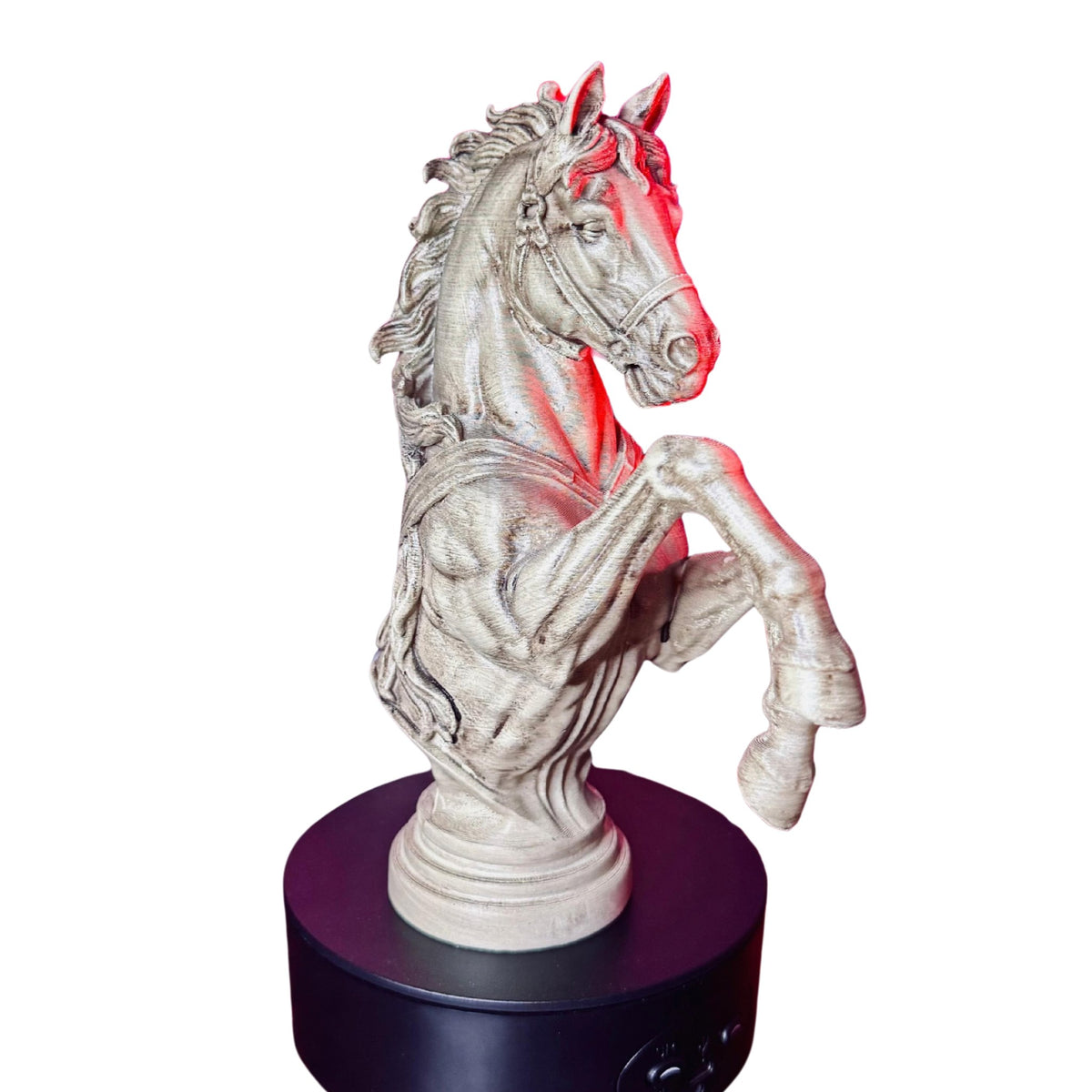 Rearing horse bust, resin 3D printed and hand-painted by RU3D – front view
