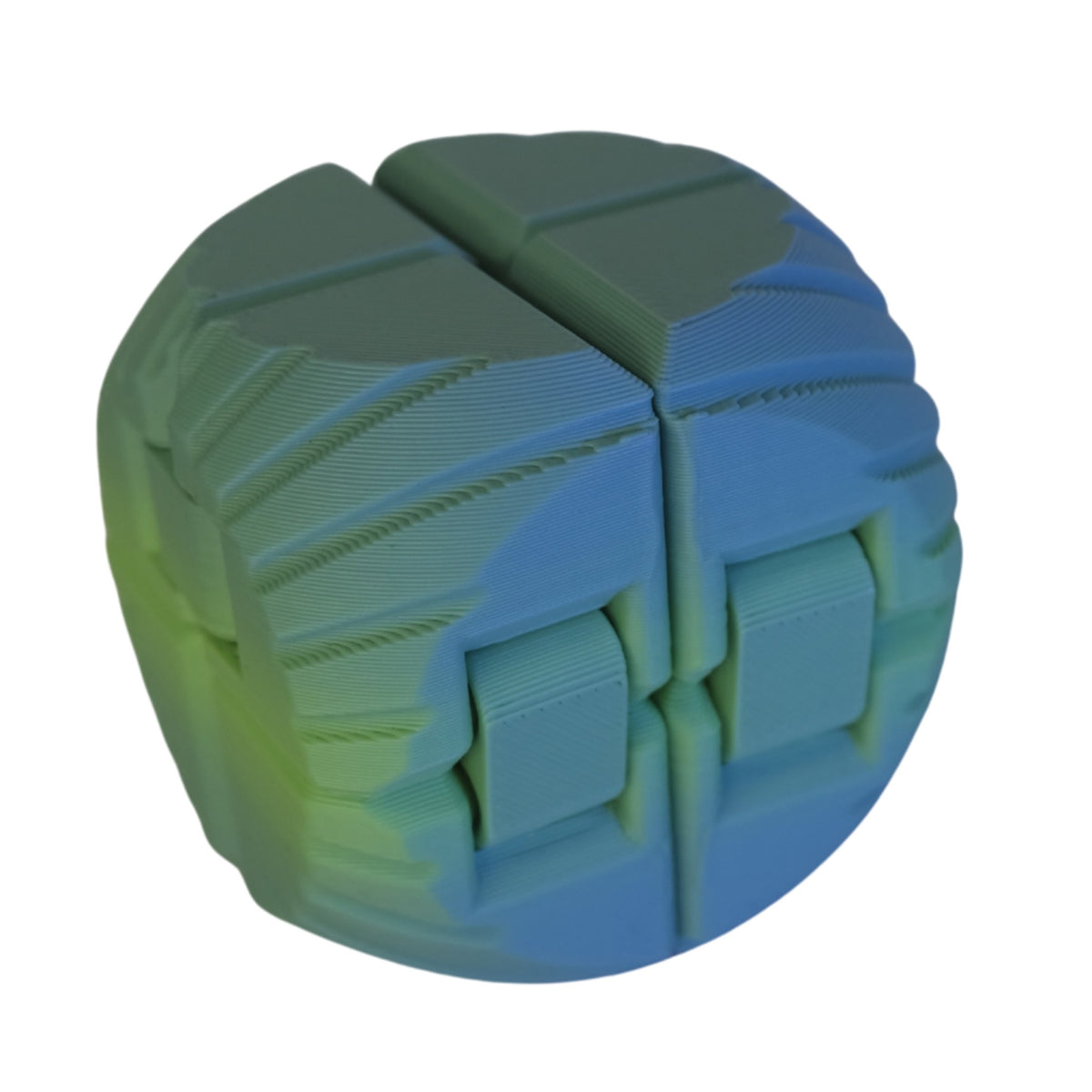 Round Infinity Cube 3D printed by RU3D – green and blue