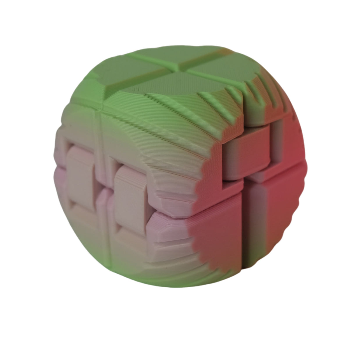 Round Infinity Cube 3D printed by RU3D – green and red