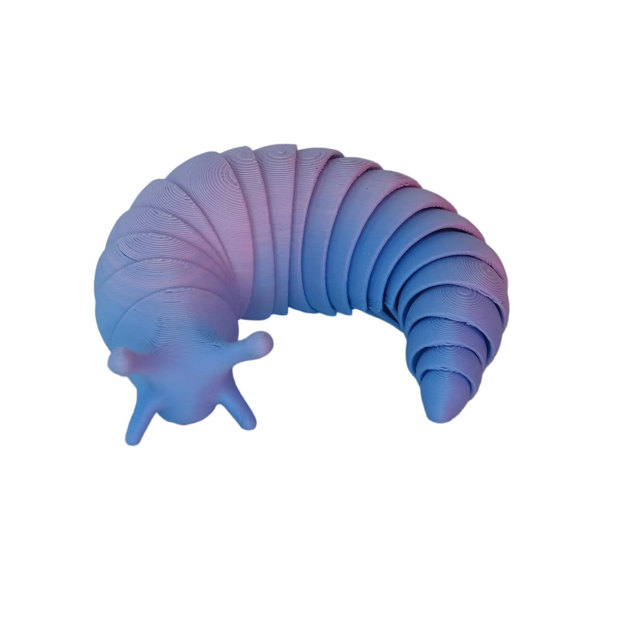 A smooth, purple slug figurine with a spiraled body.