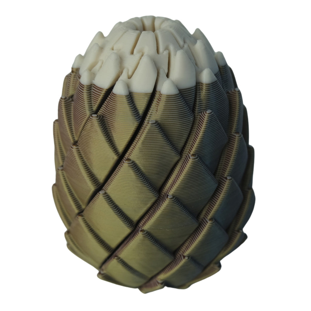 Satisfying Spiral Egg 3D printed by RU3D – gold and white