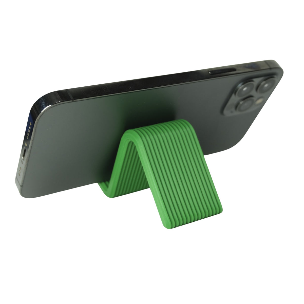Simple Phone Stand 3D printed by RU3D – holding phone landscape back view