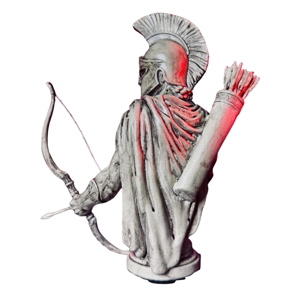 Spartan archer bust by RU3D, back view showing the quiver and cape
