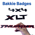 3D printed bakkie badges by RU3D – 4x4, XLT and Thunder lettering