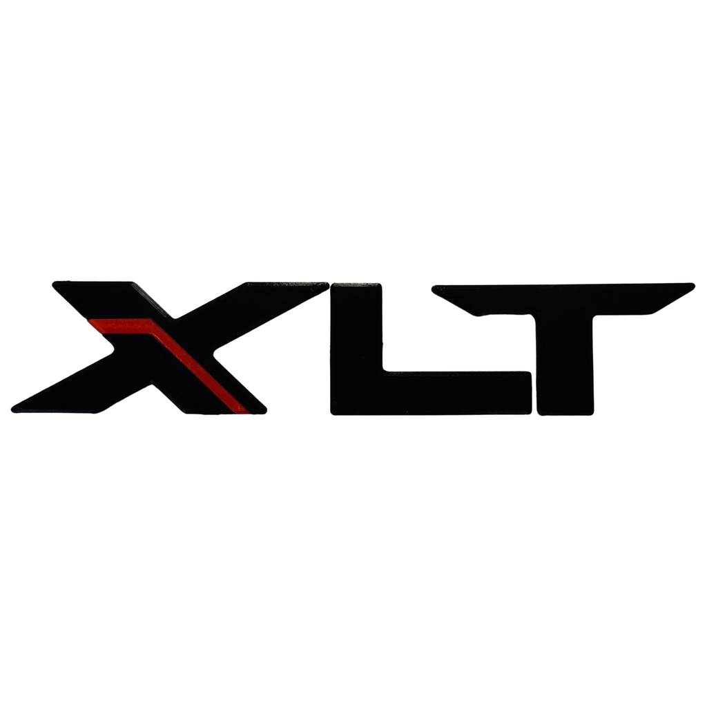 3D printed black and red XLT vehicle badge by RU3D